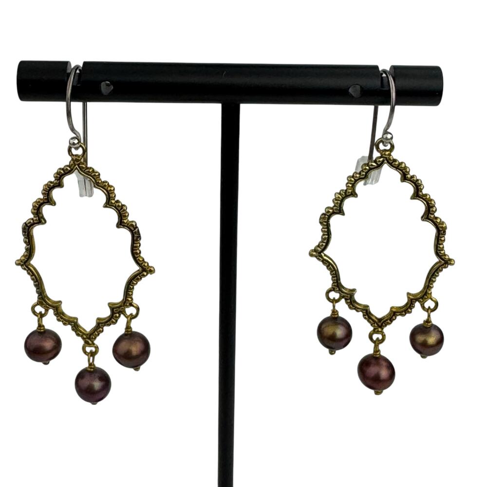 New Willow House Jewelry by Sarah Blaine Mila Chocolate Pearl Drop Earrings